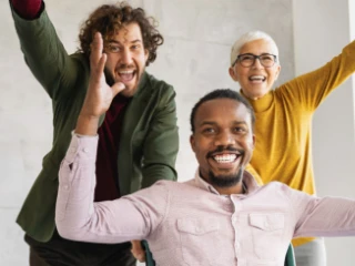 People cheering